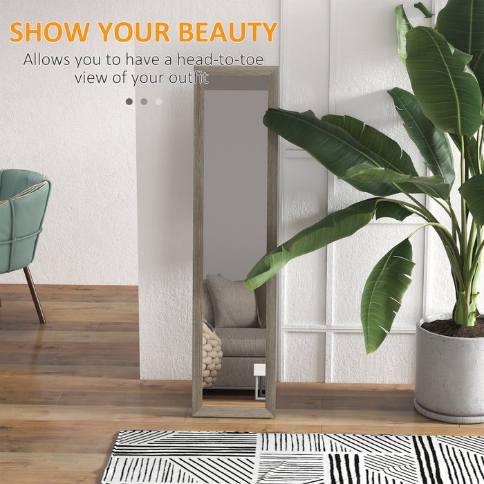 HOMCOM Full Length Mirror, 37 x 157 cm, Hanging or Freestanding, Rectangular Full Body Mirror for Living Room, Bedroom, Grey