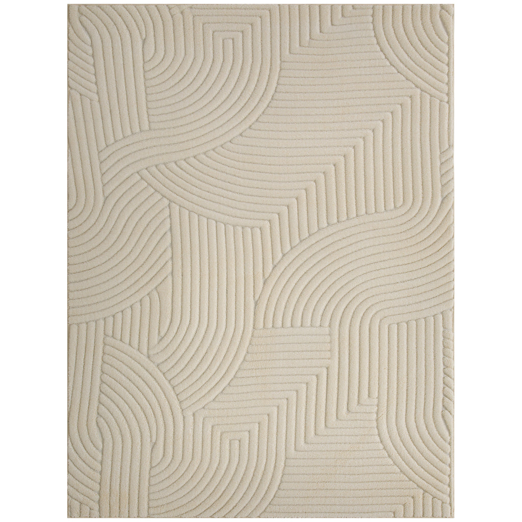 HOMCOM Modern Geometric Rug, Thick Plush, Non-Slip, 160 x 120 cm – Cream, Living Room/Bedroom/Office
