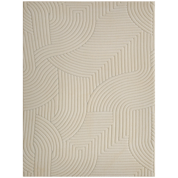 HOMCOM Modern Geometric Rug, Thick Plush, Non-Slip, 160 x 120 cm – Cream, Living Room/Bedroom/Office