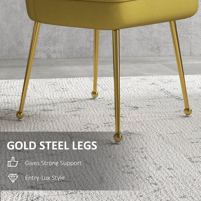 HOMCOM Velvet-Feel Shell Accent Chair - Yellow | Aosom UK