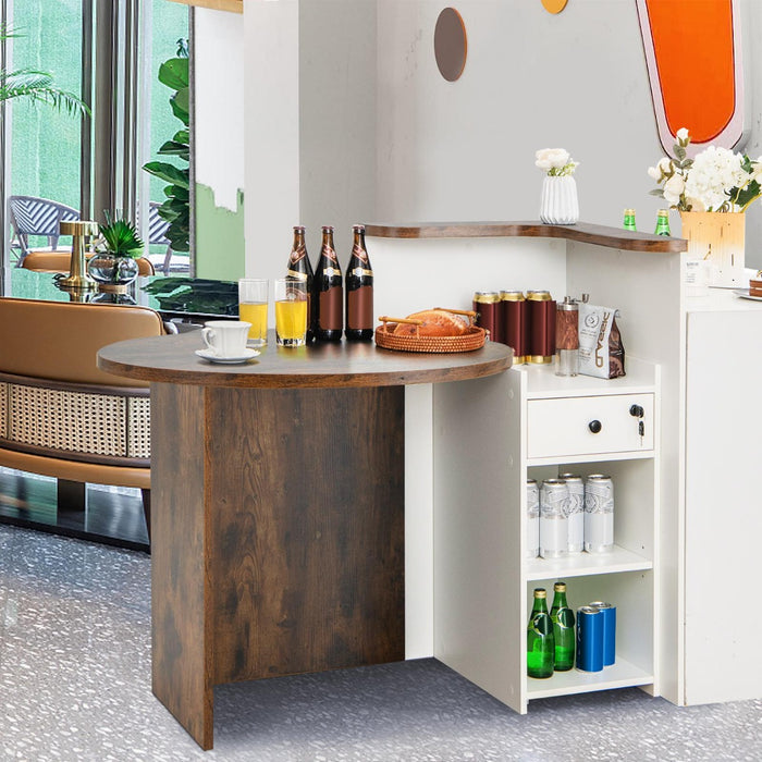 Reception Desk with Lockable Drawer and Adjustable Shelf for Office-