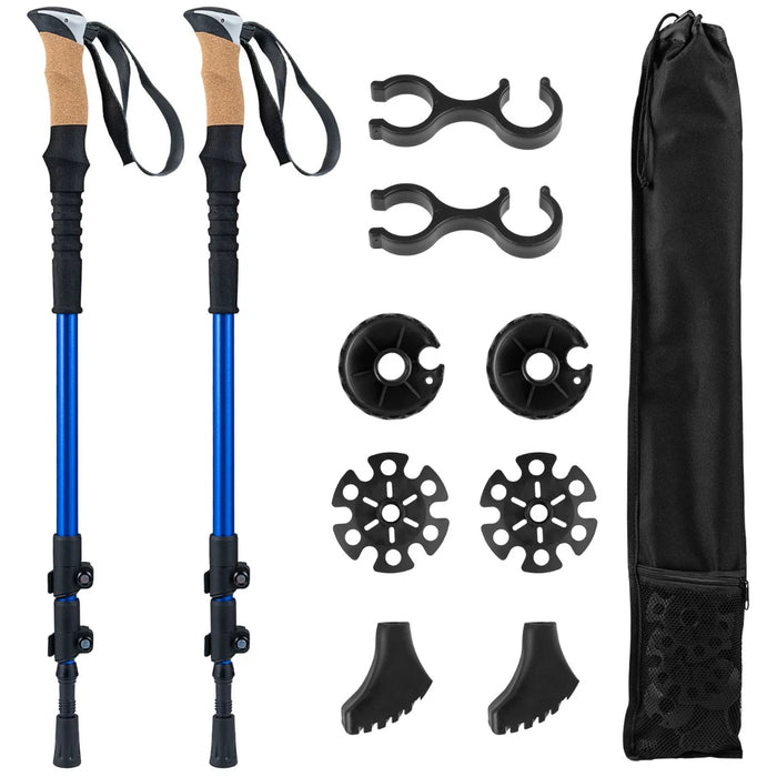 Retractable Hiking Poles Pair of 2 with EVA and Natural Cork Grips-