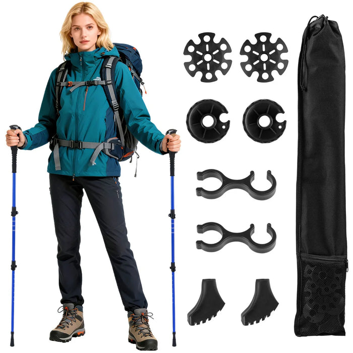 Retractable Hiking Poles Pair of 2 with EVA and Natural Cork Grips-