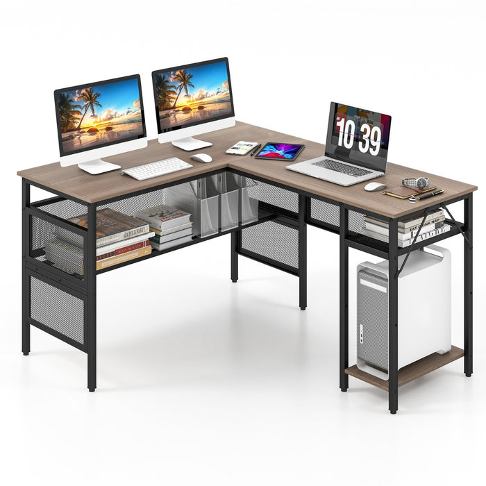 140 x 120cm Reversible L-Shaped Computer Desk with CPU Stand-