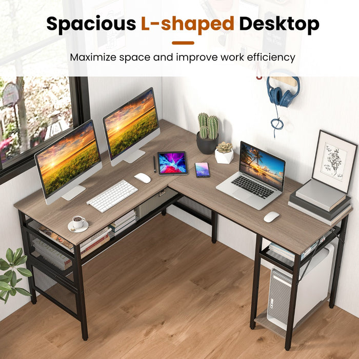 140 x 120cm Reversible L-Shaped Computer Desk with CPU Stand-