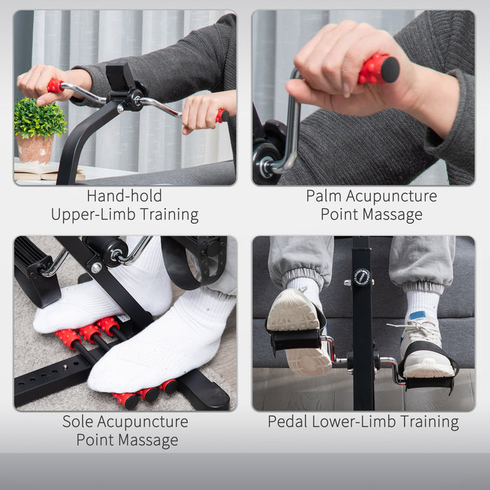 HOMCOM Portable Exercise Bike for Home Pedal Exerciser Height-adjustable 56L x 44- 56W x 75- 97H cm Black and Red