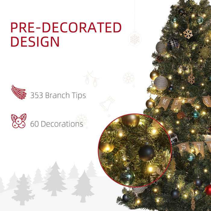 HOMCOM 6ft Pre-Lit and Decorated Christmas Tree | Aosom UK
