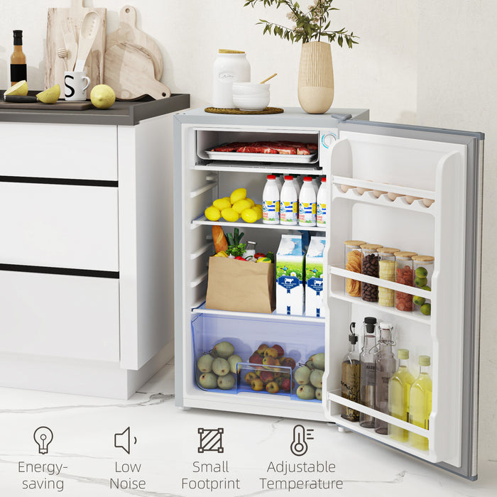 HOMCOM 91L Freestanding Under-Counter Fridge with Lock - Silver Tone