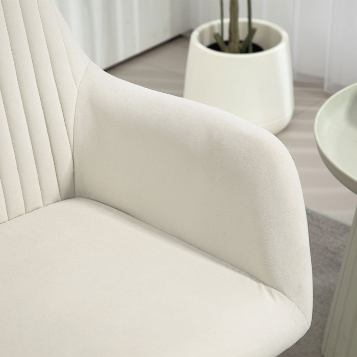 HOMCOM Modern Arm Chair Upholstered Accent Chair with Metal Base for Living Room Cream White