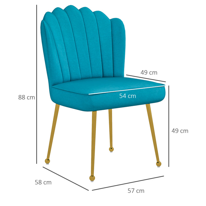 HOMCOM Velvet-Feel Shell Accent Chair - Blue | Aosom UK