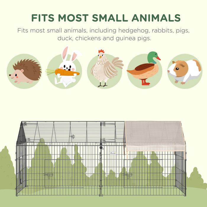 PawHut Small Animal Cage with Cover for Bunny, Chinchilla, Guinea Pig, Beige