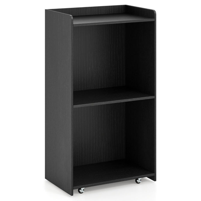 Rolling Lectern Stand with 2 Storage Shelves and 4 Universal Casters-