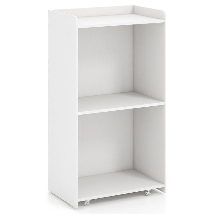 Rolling Lectern Stand with 2 Storage Shelves and 4 Universal Casters-