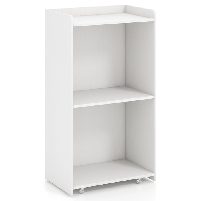 Rolling Lectern Stand with 2 Storage Shelves and 4 Universal Casters-