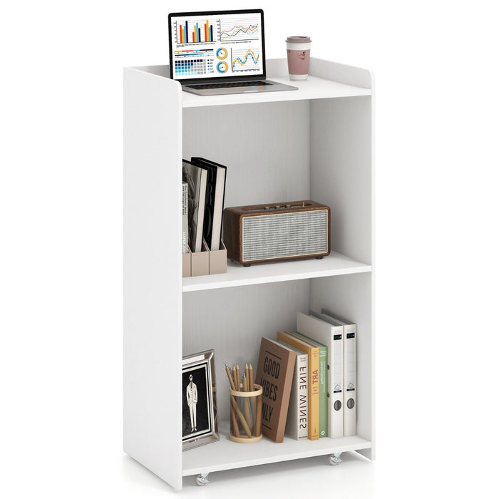 Rolling Lectern Stand with 2 Storage Shelves and 4 Universal Casters-