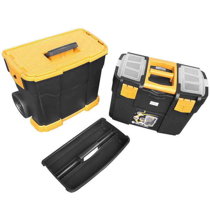 Rolling Stackable Toolbox with Detachable Storage Chest