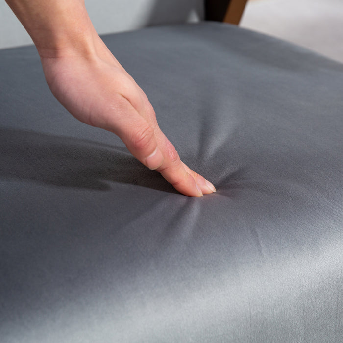 HOMCOM Nordic Accent Chair, Upholstered Velvet Armchair with Solid Wood Frame and Soft Thick Padded for Living Room, Bedroom, Grey