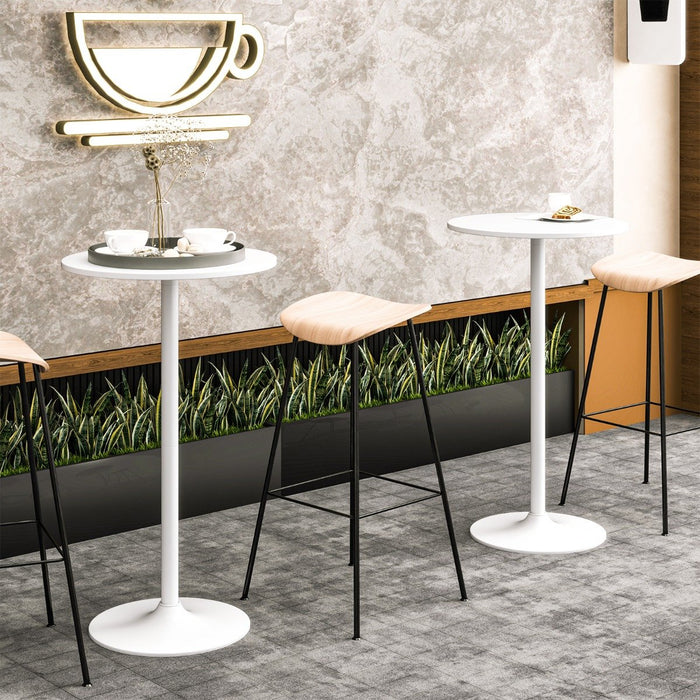 Round Bar Table with Adjustable Height and Metal Base Set of 2-