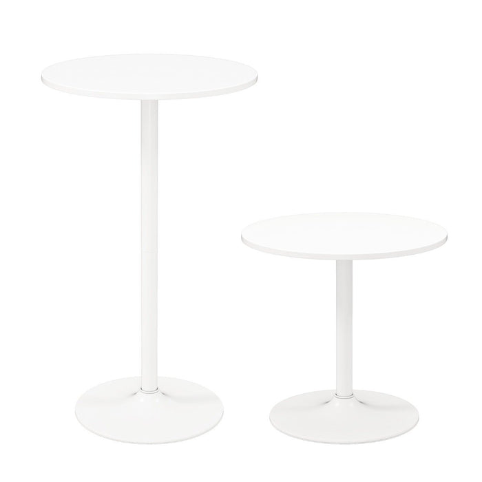 Round Bar Table with Adjustable Height and Metal Base Set of 2-