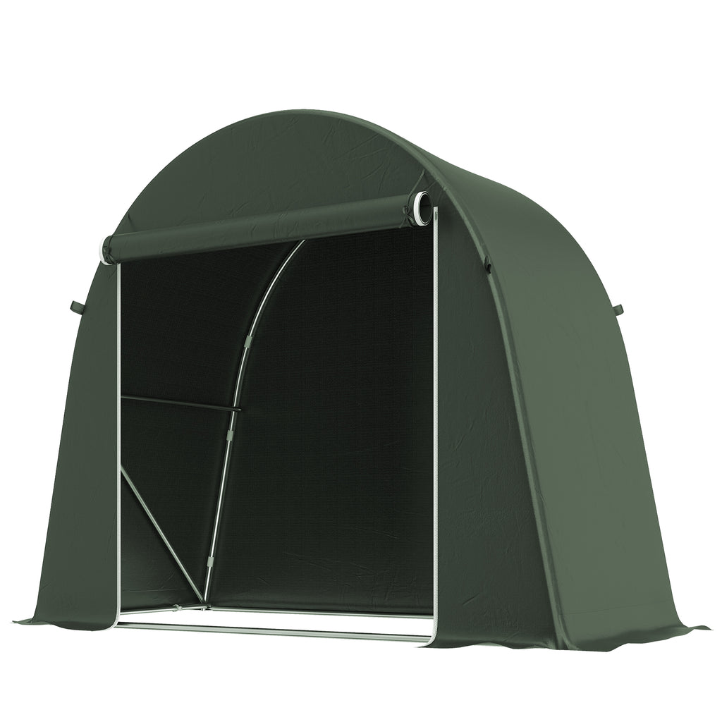 Outsunny 8 x 4 ft Garden Storage Tent, Waterproof Bike Tent with Roll-up Zipper Door and Galvanised Metal Frame, Green