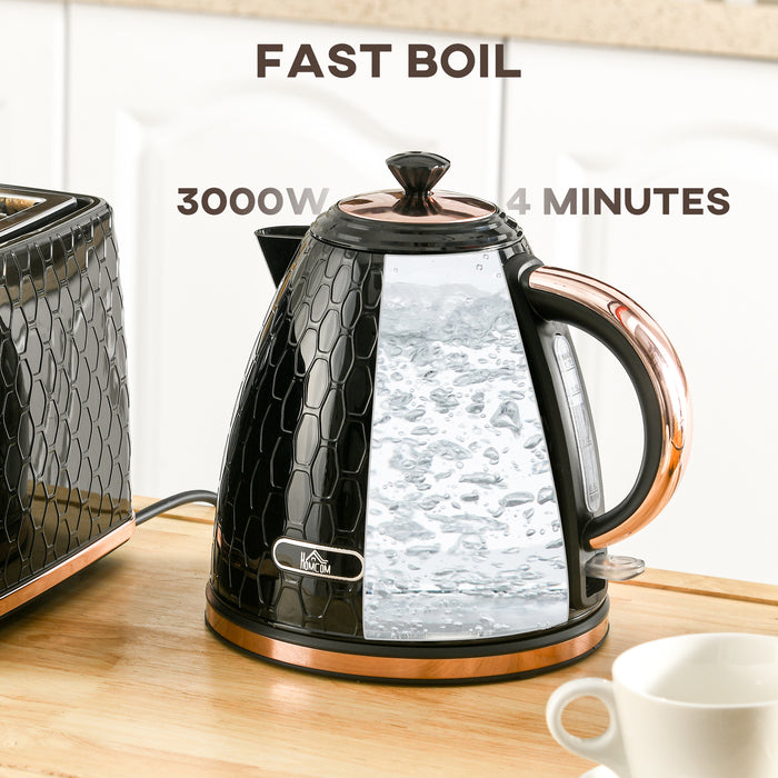 HOMCOM Electric Kettle, 1.7L, Fast Boil, 3kW Water Kettle with Removable Washable Anti-scale Filter, Auto Shut-off, 360° Swivel, BPA Free, Black