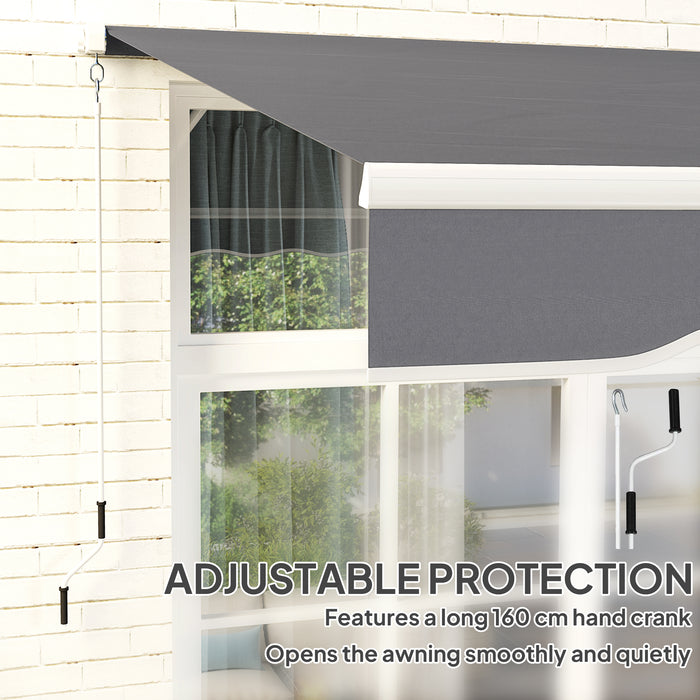 Outsunny Garden Retractable Awning - Dark Grey