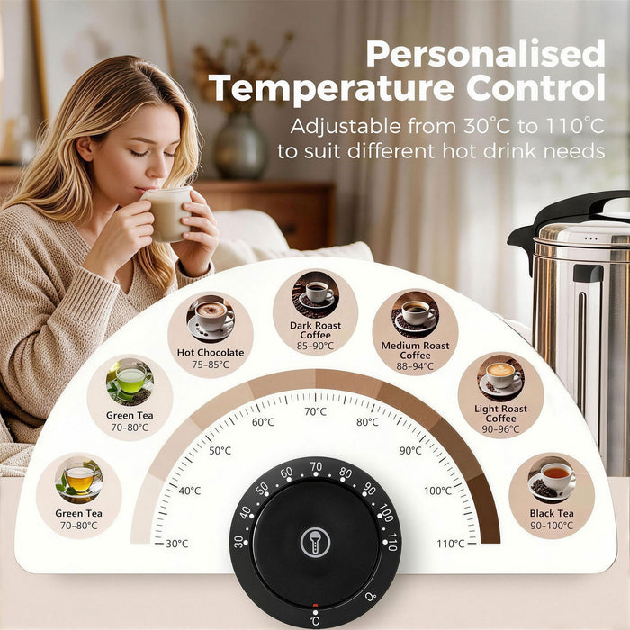 HOMCOM 24L Catering Urn, 2500W Stainless Steel Hot Water Boiler Dispenser with Thermostat, Keep Warm Function and Easy Pour Tap