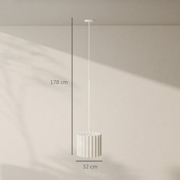 HOMCOM Linen Pendant Light, Modern Wave Ceiling Light Shade, E27 Lampshade for Living Room, Bedroom, Kitchen, Hallway, White