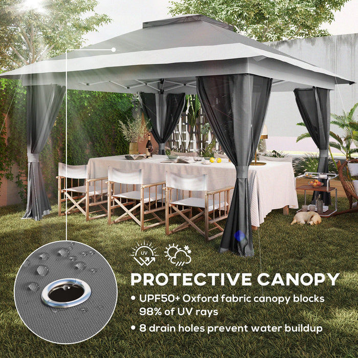 Outsunny 3.6 x 3.6m Pop-Up Gazebo, with Accessories - Grey