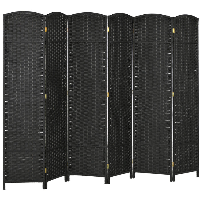 HOMCOM 6 Panel Folding Room Divider, Freestanding Privacy Screen for Living Room, Bedroom and Office, 240 x 170cm, Black