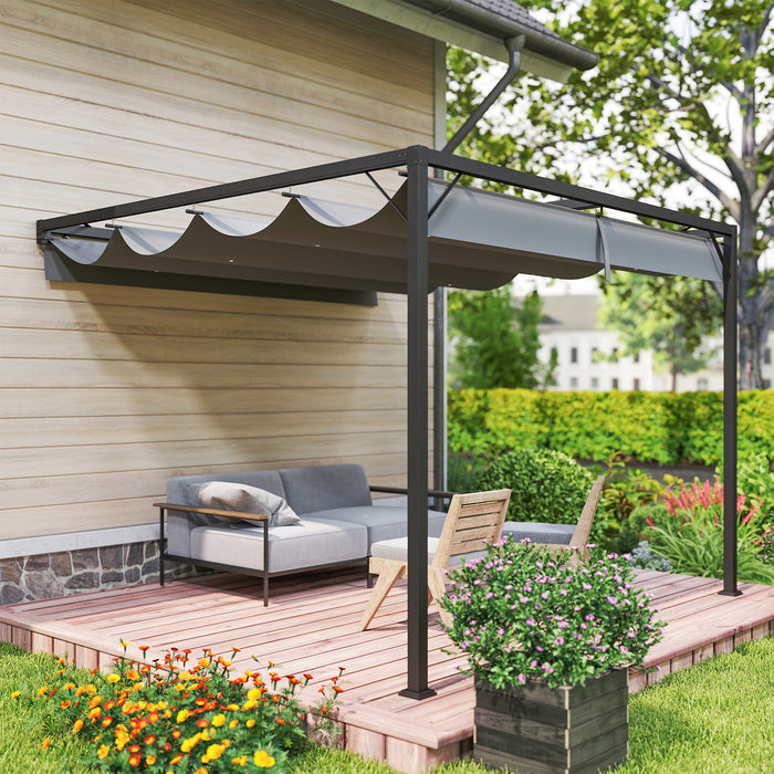 Outsunny 3 x 3(m) Outdoor Pergola with Retractable Canopy - Grey