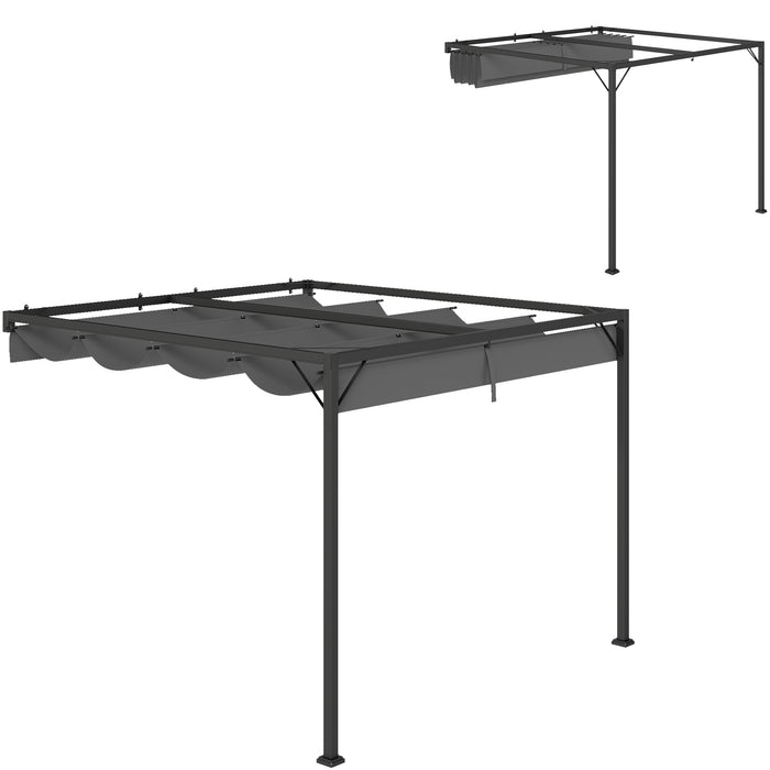 Outsunny 3 x 3(m) Outdoor Pergola with Retractable Canopy - Grey