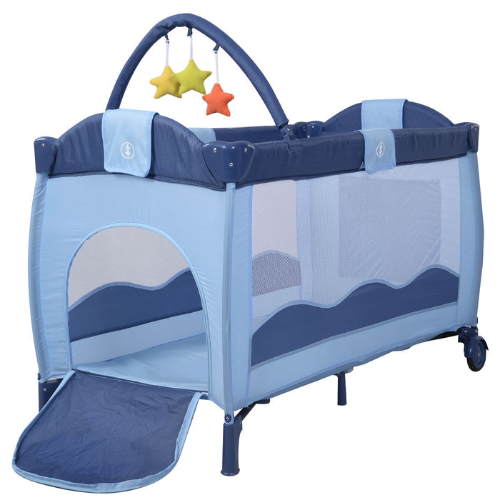 Baby Sleep/ Play Travel Cot with Bag and Detachable Toys-