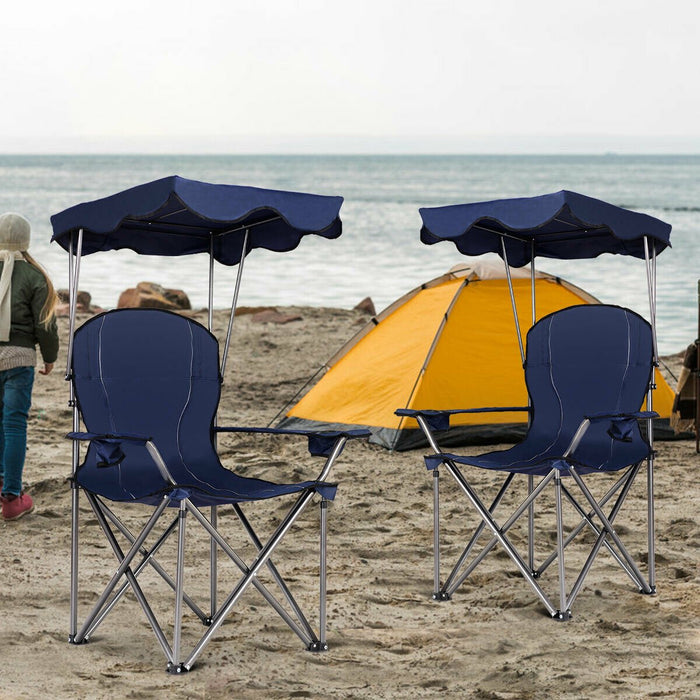 Camping Patio Festival Park Beach Folding Chair With Shade Canopy Shelter-