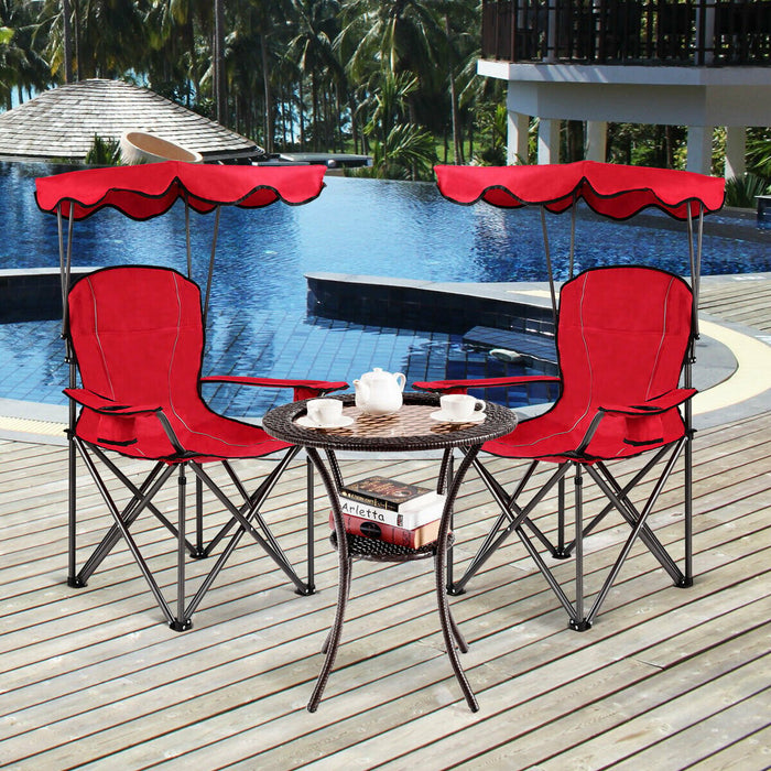 Camping Patio Festival Park Beach Folding Chair With Shade Canopy Shelter-