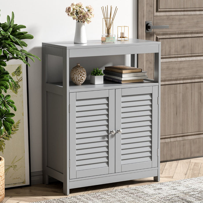 Bathroom Floor Cabinet with Double Shutter Door and Adjustable Shelf-