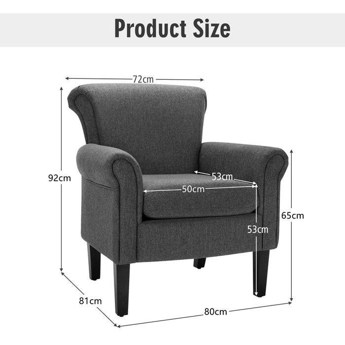 Upholstered Lounge Tub Armchair for Living Room Bedroom -