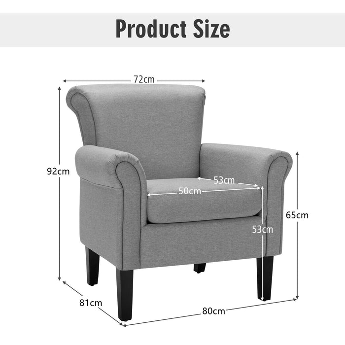 Upholstered Lounge Tub Armchair for Living Room Bedroom -