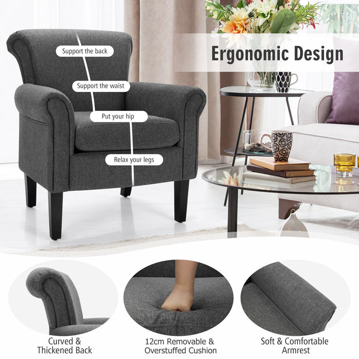Upholstered Lounge Tub Armchair for Living Room Bedroom -