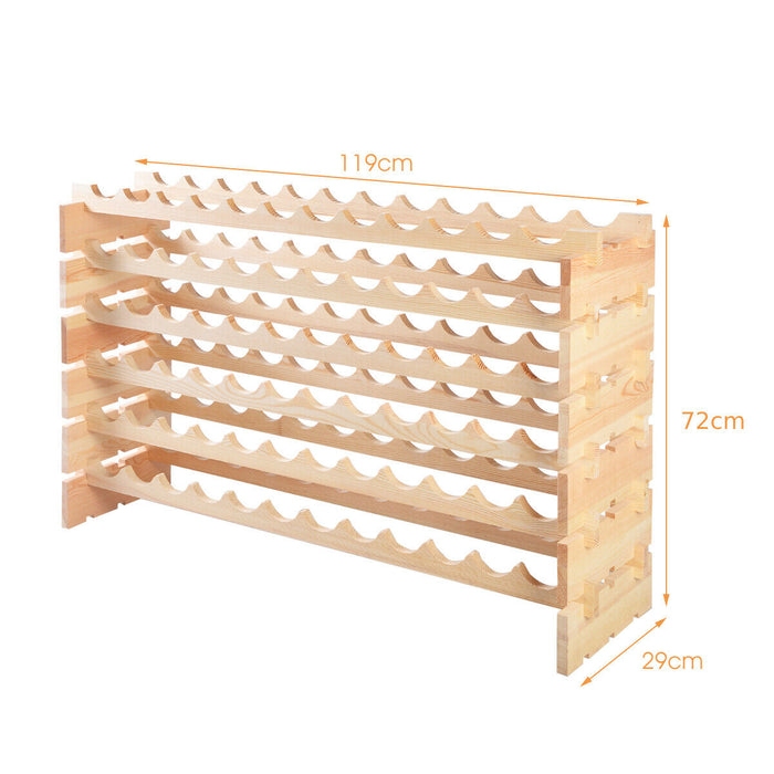 Wooden Wine Holder Rack - Stackable Shelf Storage for 72 Bottles - Ideal for Wine Collectors and Enthusiasts