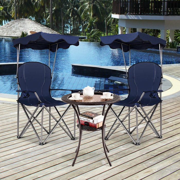 Camping Patio Festival Park Beach Folding Chair With Shade Canopy Shelter-