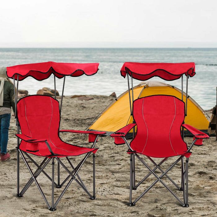 Camping Patio Festival Park Beach Folding Chair With Shade Canopy Shelter-