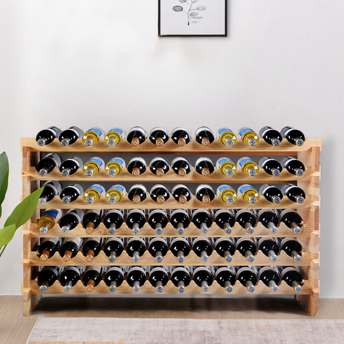 Wooden Wine Holder Rack - Stackable Shelf Storage for 72 Bottles - Ideal for Wine Collectors and Enthusiasts