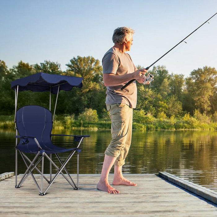Camping Patio Festival Park Beach Folding Chair With Shade Canopy Shelter-