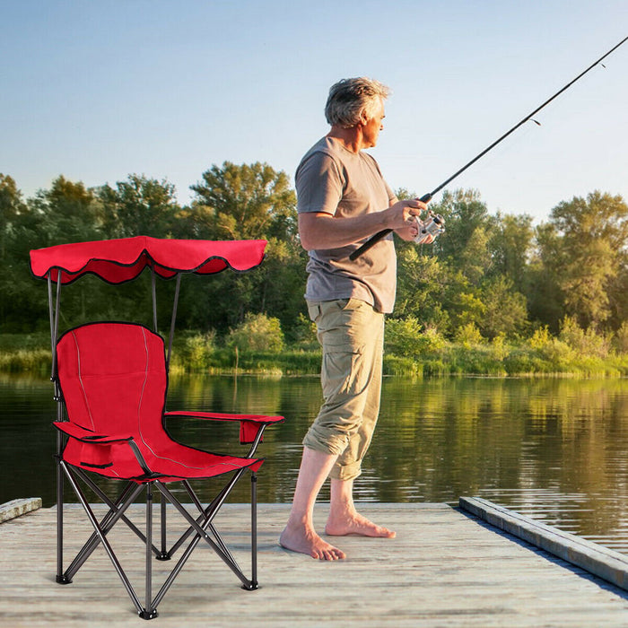Camping Patio Festival Park Beach Folding Chair With Shade Canopy Shelter-