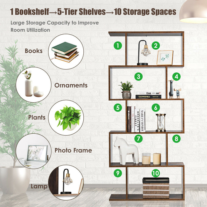 5-tier Wooden Bookshelf