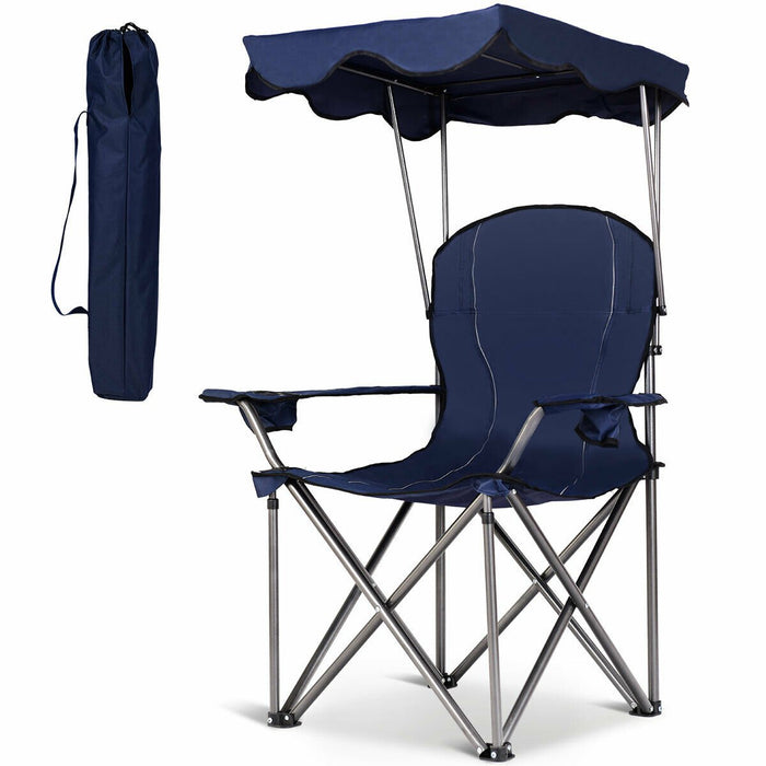 Camping Patio Festival Park Beach Folding Chair With Shade Canopy Shelter-