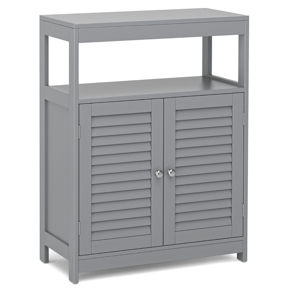 Bathroom Floor Cabinet with Double Shutter Door and Adjustable Shelf-