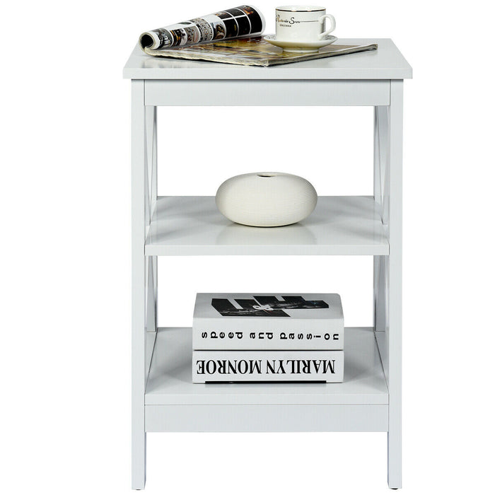 3-Tier Wooden Bedside Table Nightstand Storage Cabinets-Black