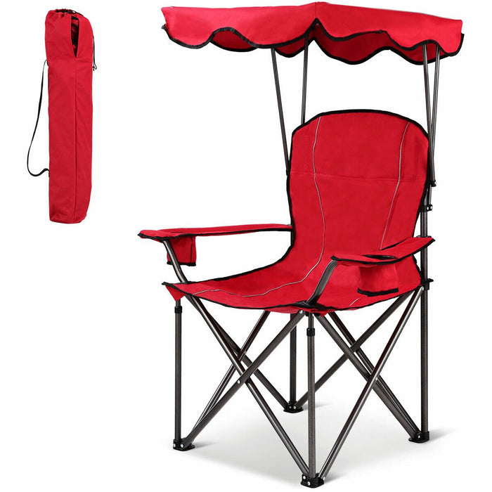 Camping Patio Festival Park Beach Folding Chair With Shade Canopy Shelter-